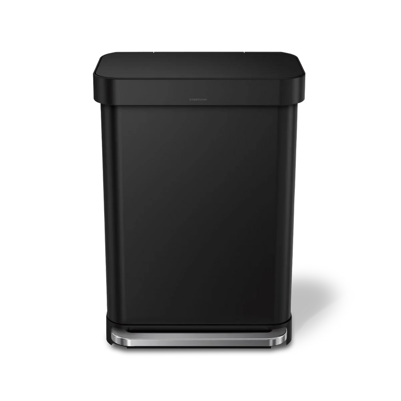 simplehuman 55-Liter Matte Black Indoor Kitchen Hinged Lid Trash Can Kitchen Tools & Gadgets - DailySale