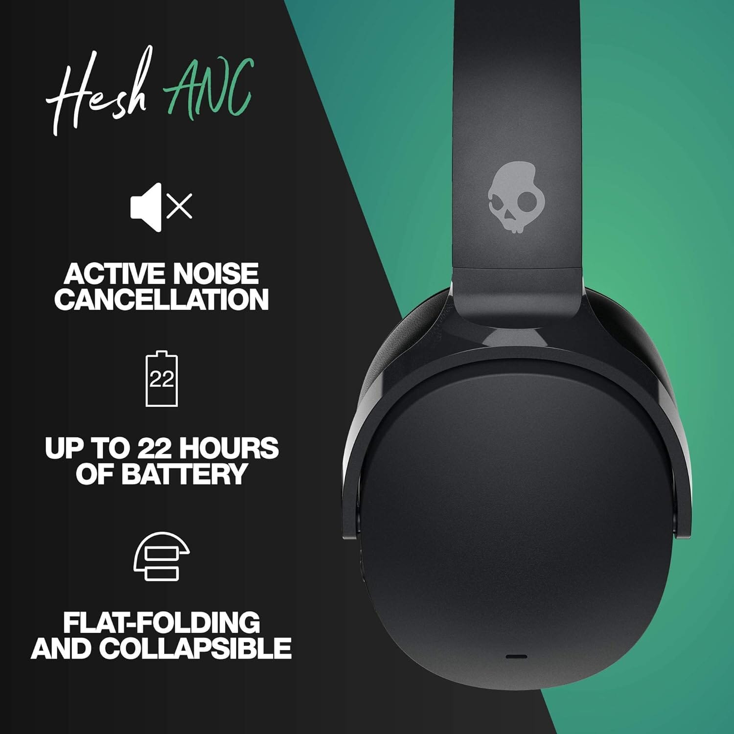 Skullcandy Hesh ANC Wireless Noise Cancelling Over-Ear Headphone - True Black Headphones - DailySale