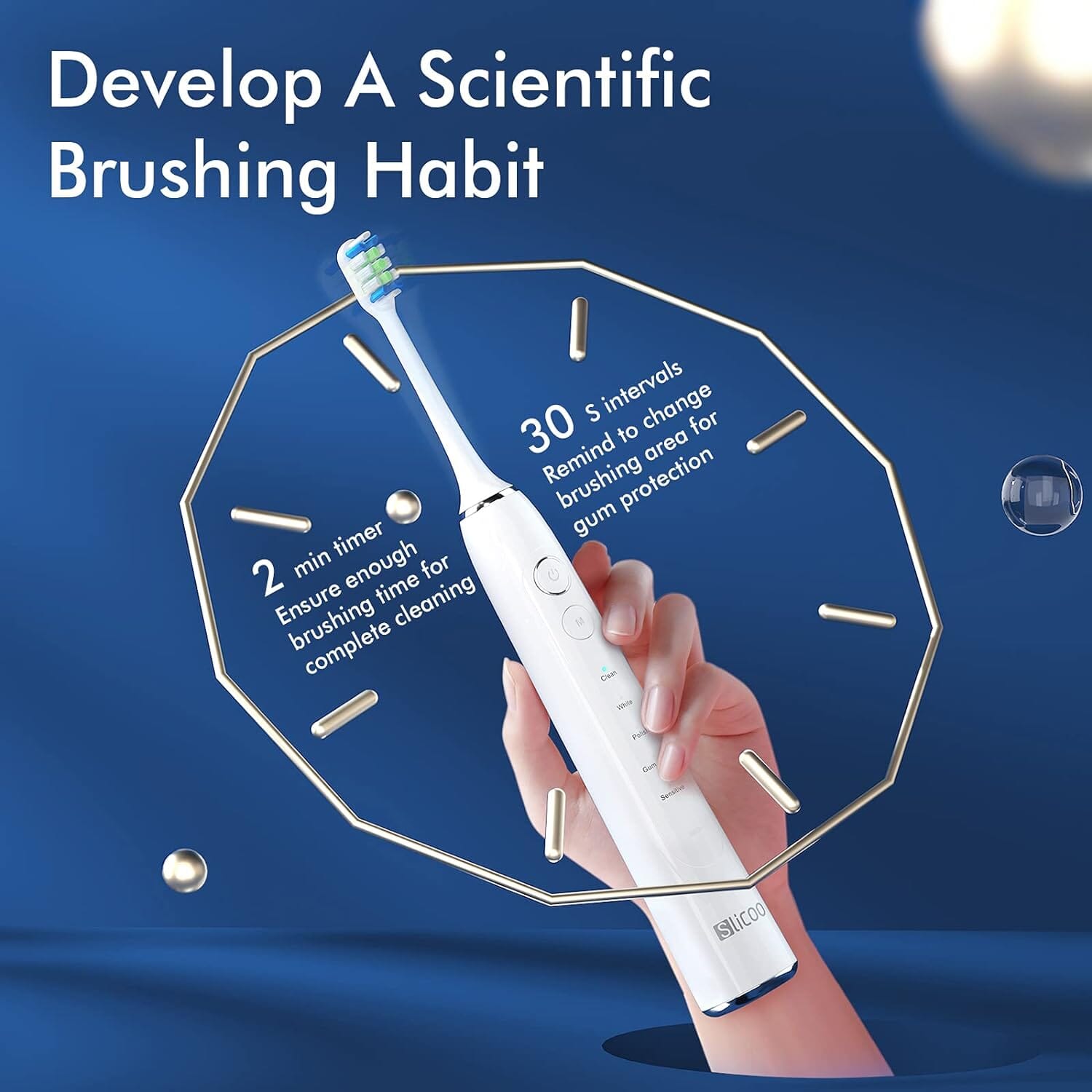 Slicoo Sonic Electric Toothbrush with 4 Brush Heads Beauty & Personal Care - DailySale