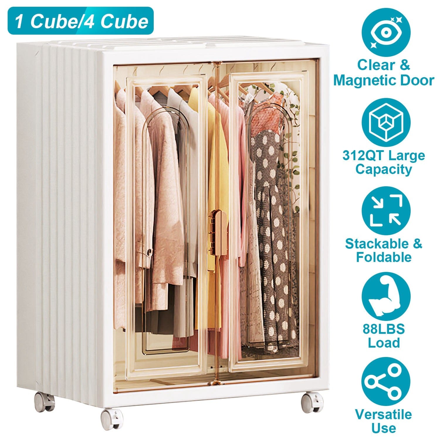 Small Wardrobe Closet with Magnetic Design Closet & Storage - DailySale