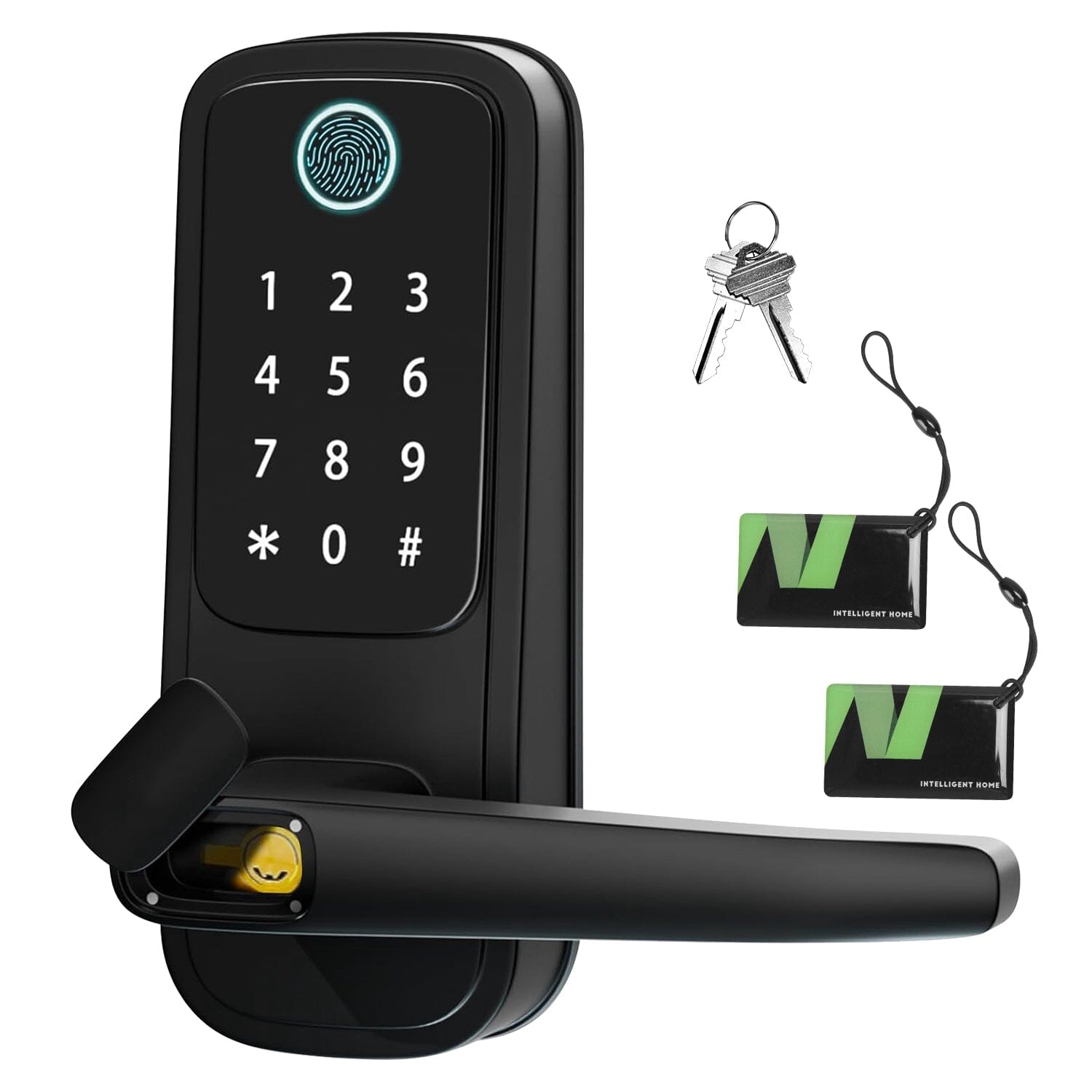 Smart Door Lock with Handle Fingerprints Passcode Keys Fobs App Control Smart Home & Security - DailySale