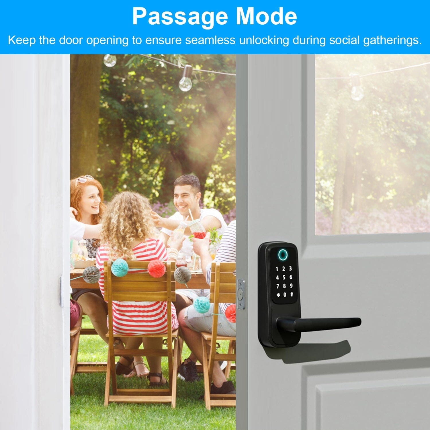 Smart Door Lock with Handle Fingerprints Passcode Keys Fobs App Control Smart Home & Security - DailySale