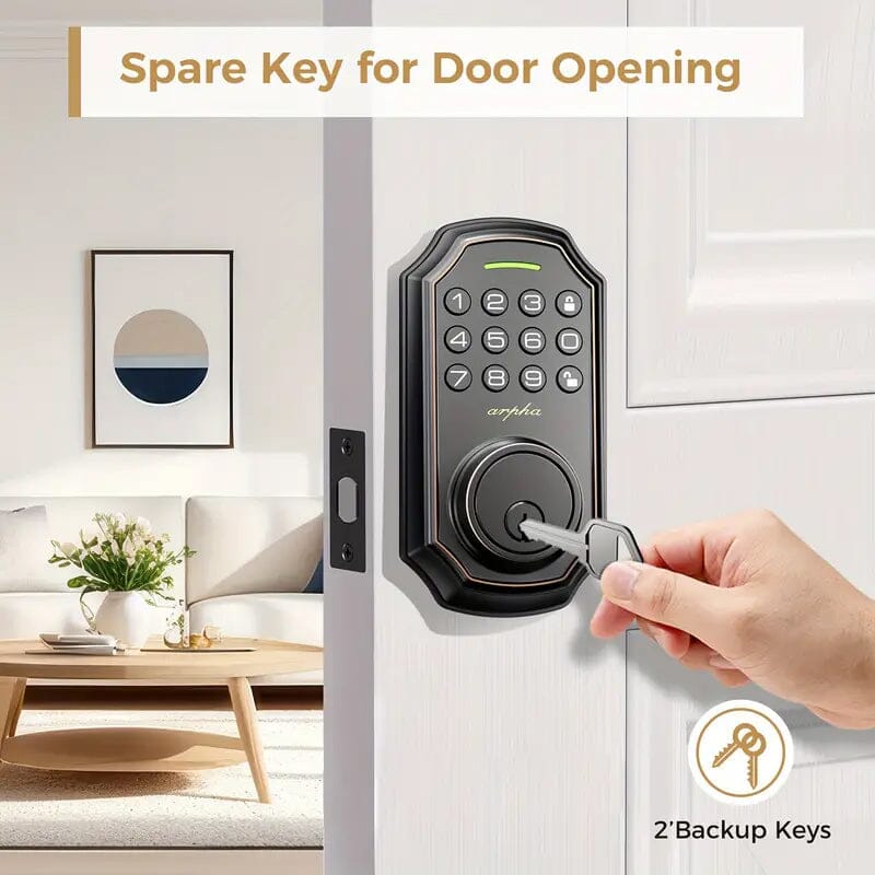 Smart Keypad Door Deadbolt Lock Set with 100-Code Keyless Entry and Anti-Peeking Password Smart Home & Security - DailySale