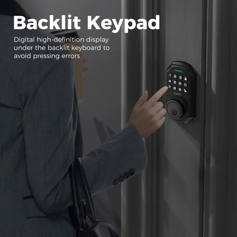 Smart Keypad Door Deadbolt Lock Set with 100-Code Keyless Entry and Anti-Peeking Password Smart Home & Security - DailySale