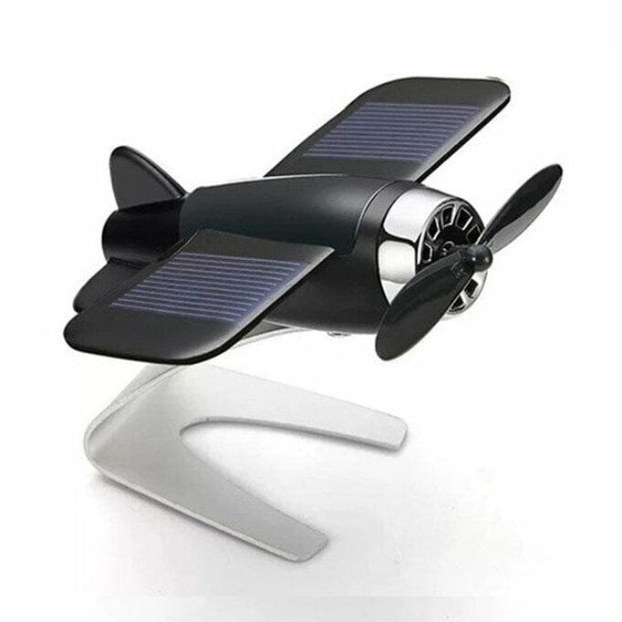 Solar Airplane Creative Car Decoration Automotive Black - DailySale