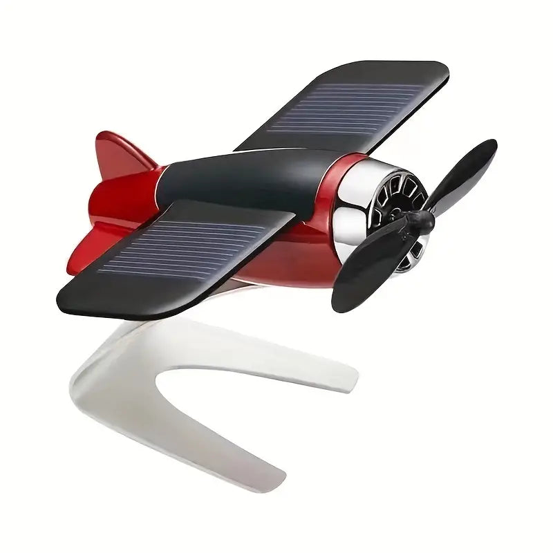 Solar Airplane Creative Car Decoration Automotive Red - DailySale