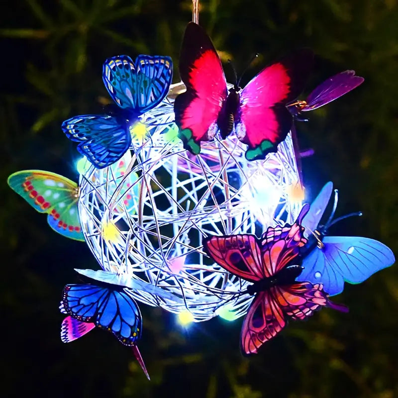 Solar Butterfly Wind Chime Lights, Garden Hanging Decor Lighting Fixture Garden & Patio - DailySale