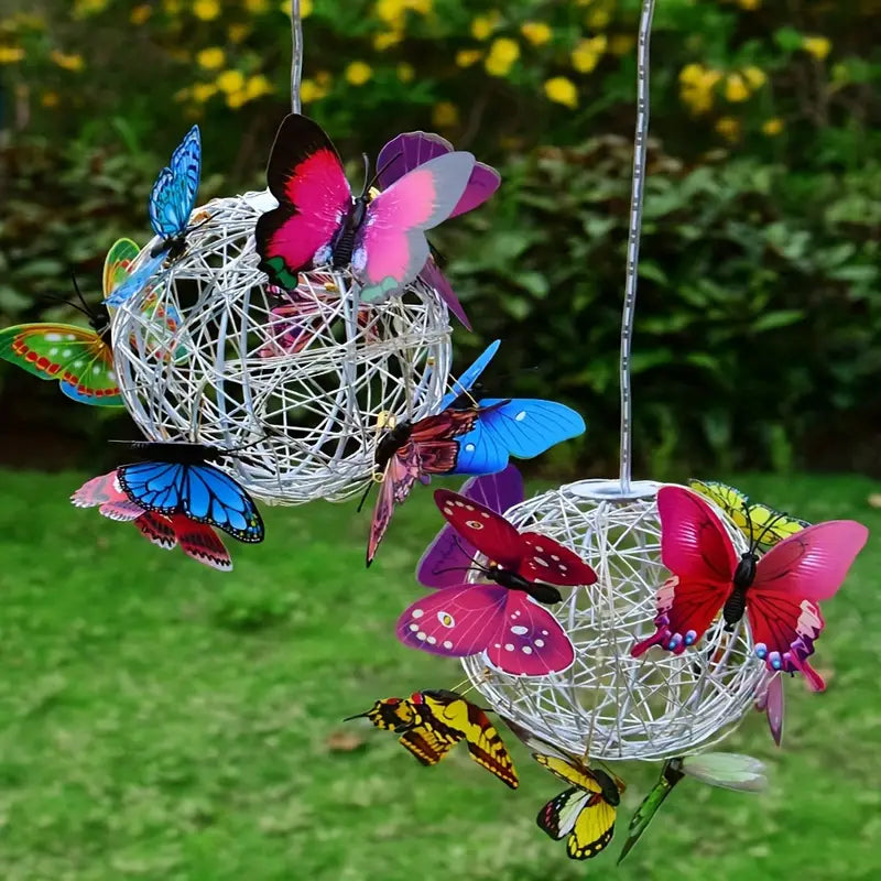 Solar Butterfly Wind Chime Lights, Garden Hanging Decor Lighting Fixture Garden & Patio - DailySale