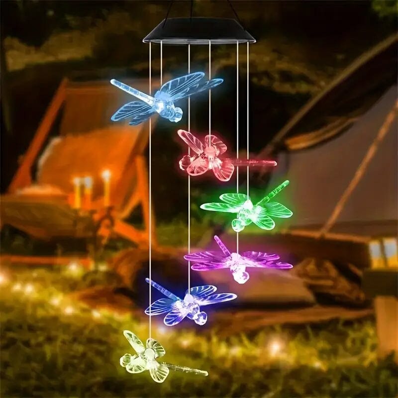 Solar Dragonfly Wind Chimes Lights Outdoor Lighting - DailySale