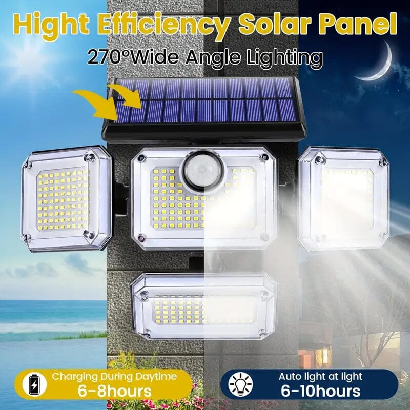 Solar Outdoor Lights 333 LEDs Motion Sensor Lights 4 Heads Outdoor Lighting - DailySale