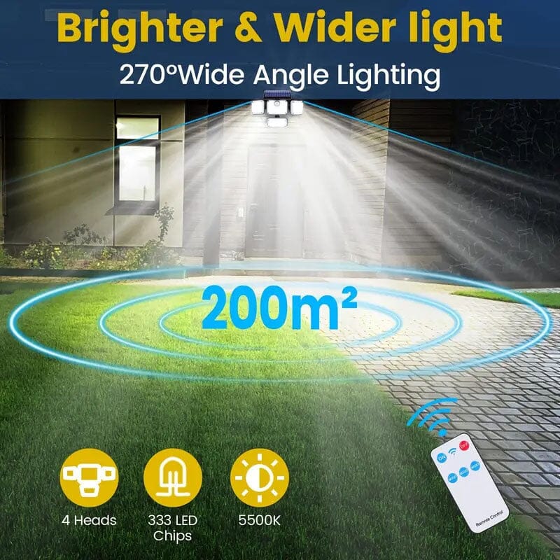 Solar Outdoor Lights 333 LEDs Motion Sensor Lights 4 Heads Outdoor Lighting - DailySale