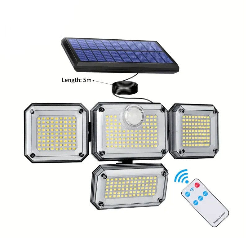 Solar Outdoor Lights 333 LEDs Motion Sensor Lights 4 Heads Outdoor Lighting Split - DailySale