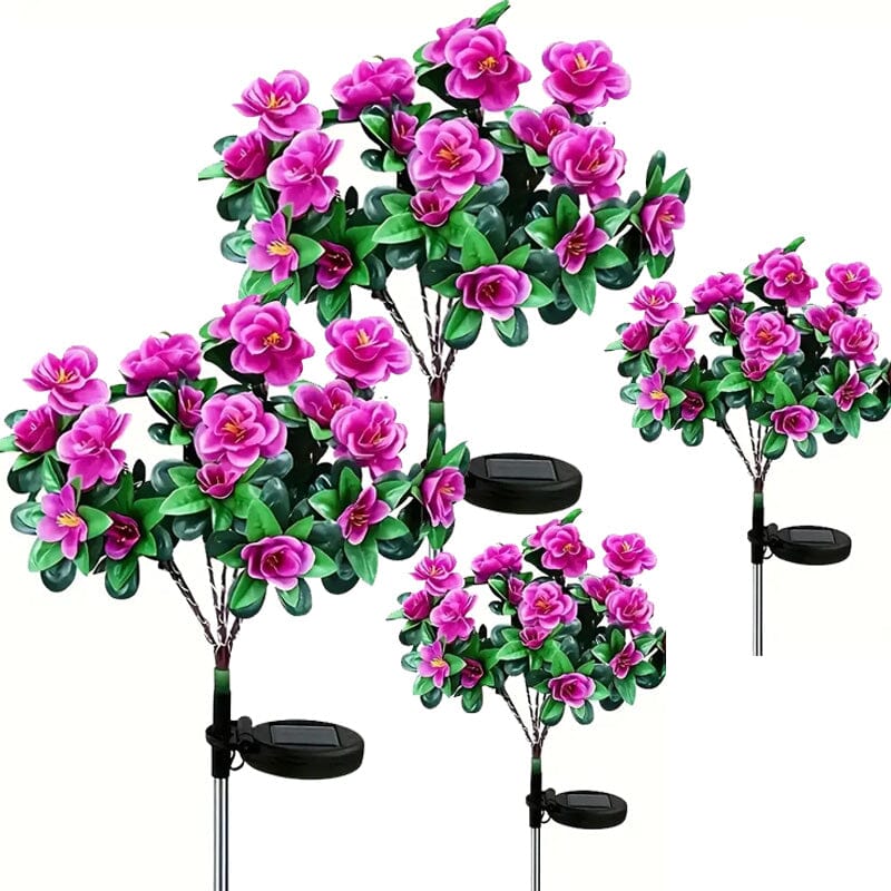 Solar-Powered Camellia Tree Lights Outdoor Lighting 4-Pack Purple - DailySale