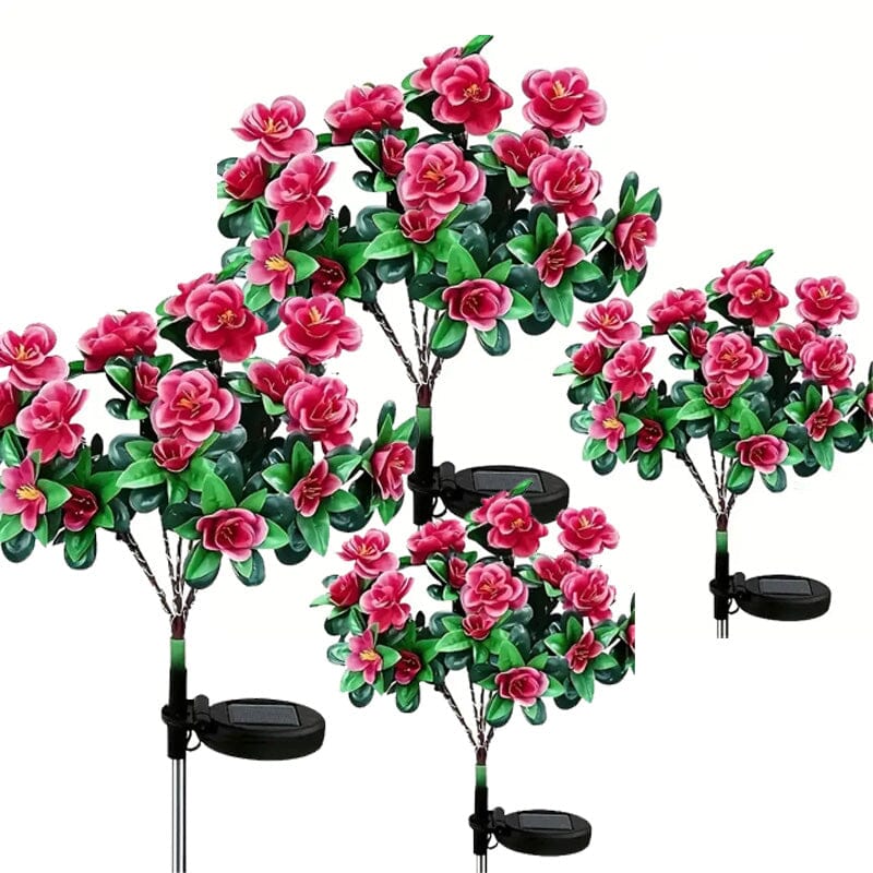 Solar-Powered Camellia Tree Lights Outdoor Lighting 4-Pack Red - DailySale