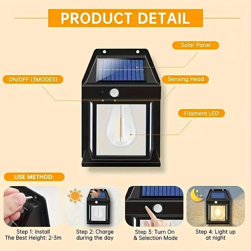 Solar-Powered Motion-Sensor Outdoor Wall Light Outdoor Lighting - DailySale