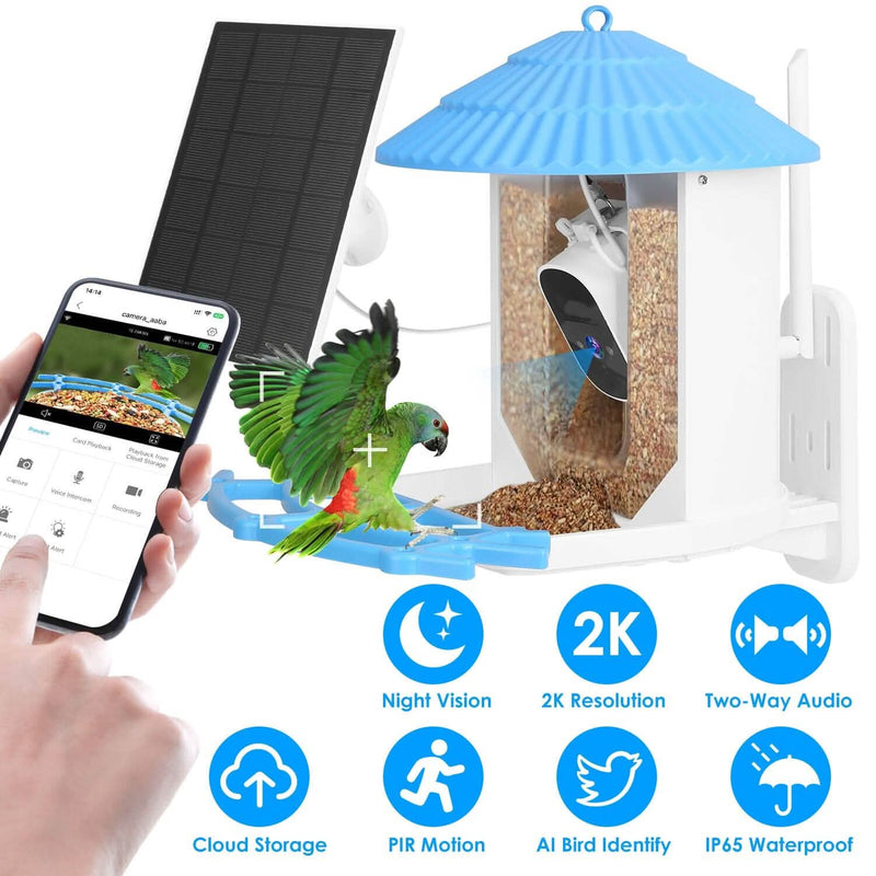 Solar Powered Smart Bird Feeder with PIR Motion AI Two-Way Audio Pet Supplies - DailySale