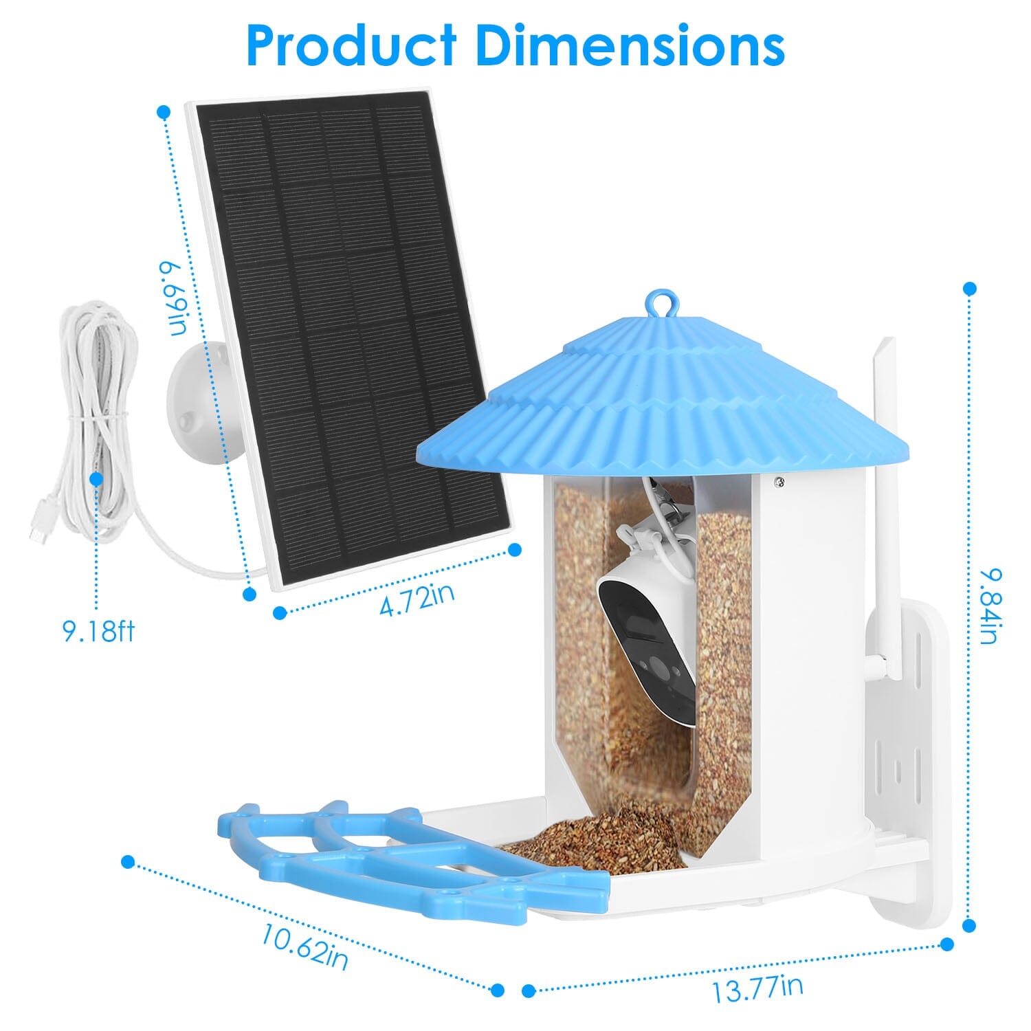 Solar Powered Smart Bird Feeder with PIR Motion AI Two-Way Audio Pet Supplies - DailySale