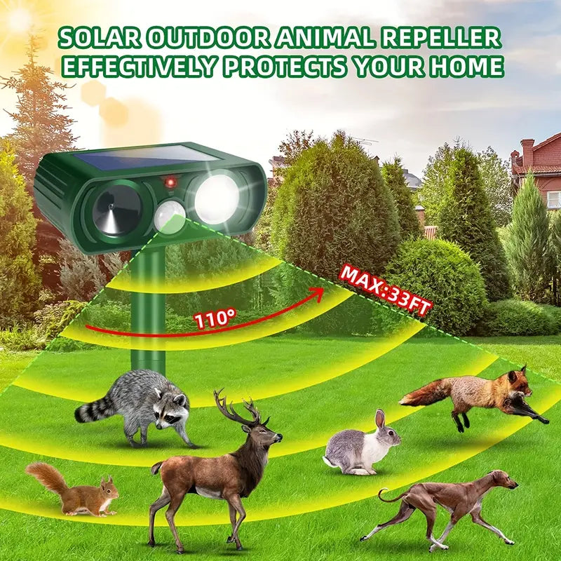 Solar Ultrasonic Animal Repeller with Motion Detector Pest Control - DailySale