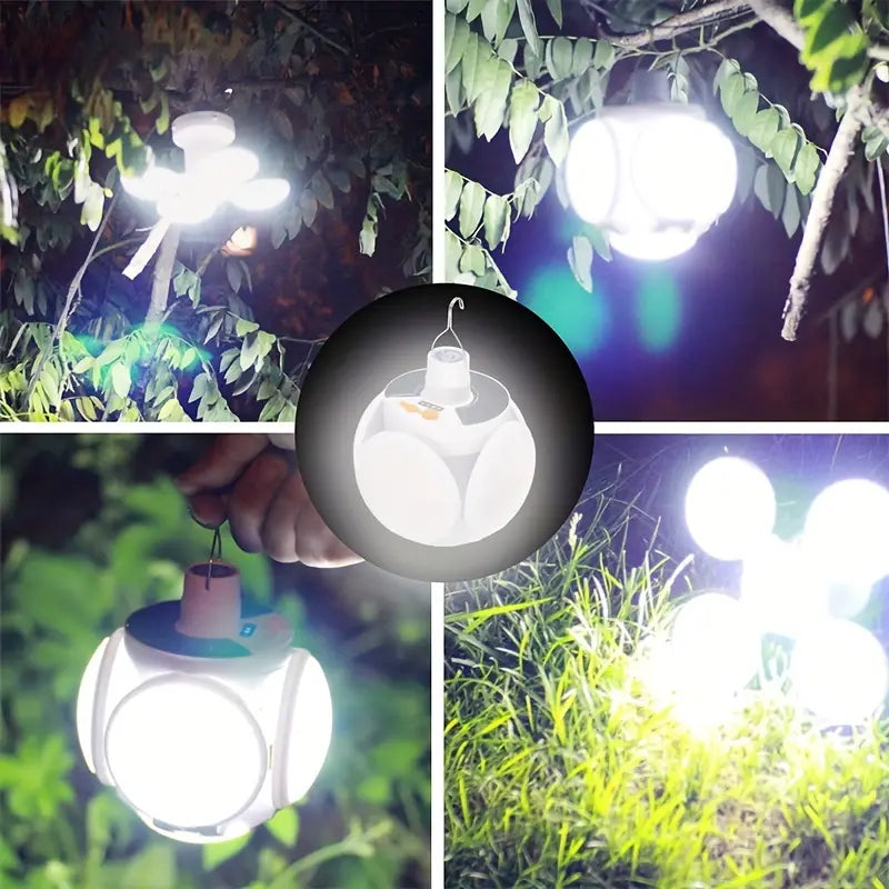 Solar USB Rechargeable LED Bulb Lights With Power Display Outdoor Lighting - DailySale