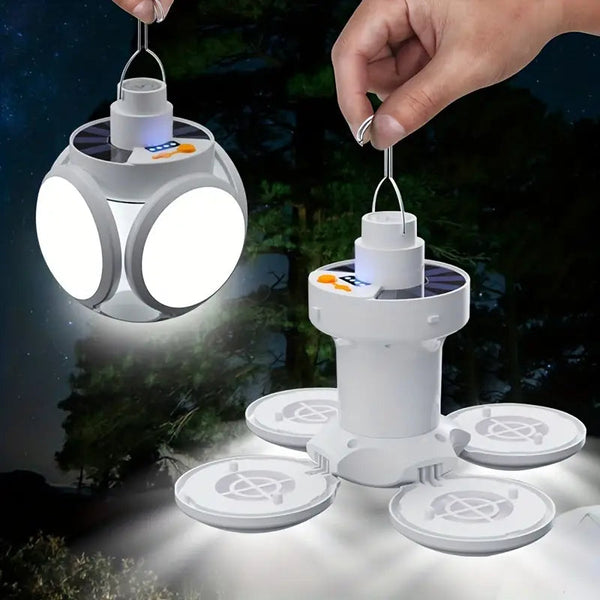 Solar USB Rechargeable LED Bulb Lights With Power Display Outdoor Lighting - DailySale