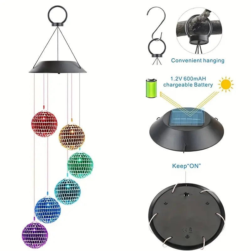 Solar Wind Chimes Light - Mobile Hanging LED Light, Color Changing Wind Chime String & Fairy Lights - DailySale