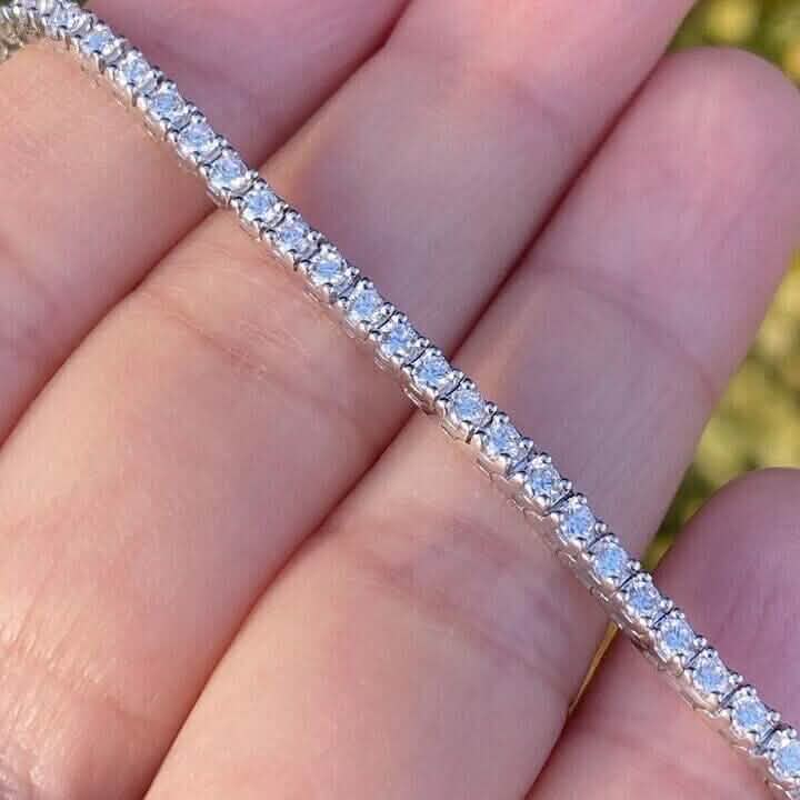 Solid 14K White Gold 2.13CTW 100% Natural Diamond Tennis Bracelet Bracelets - DailySale
