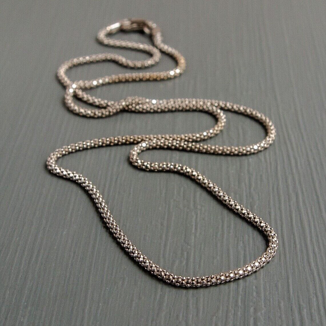 Solid 925 Oxidized Sterling Silver 1.8MM Italian Popcorn Coreana Chain Necklaces 16" - DailySale