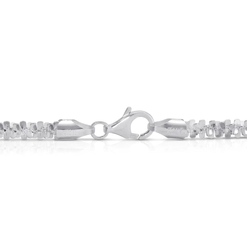 Solid 925 Sterling Silver Diamond Cut Margarita Sparkle Rock 3MM Chain Necklace Necklaces - DailySale
