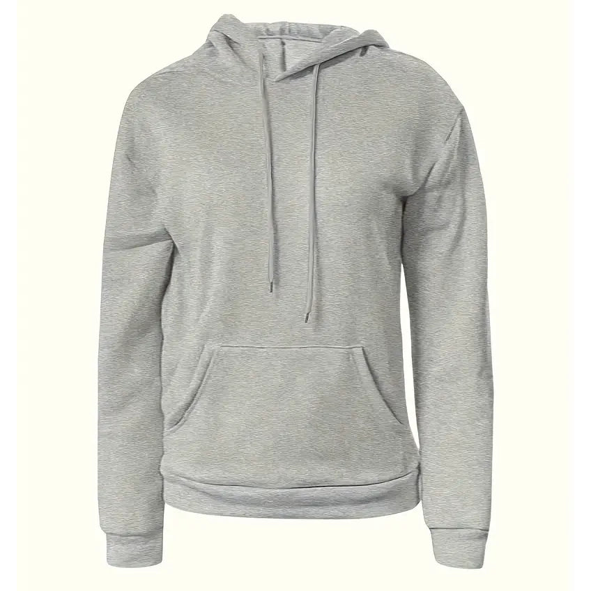 Solid Drawstring Casual Long Sleeve Hoodie Women's Outerwear Gray XS - DailySale