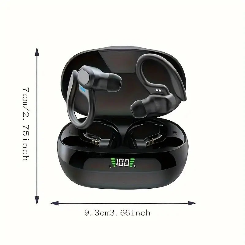 SP16 Wireless Earbuds Headphones with Microphone, Sports Earhook and LED Display Charging Case Headphones - DailySale