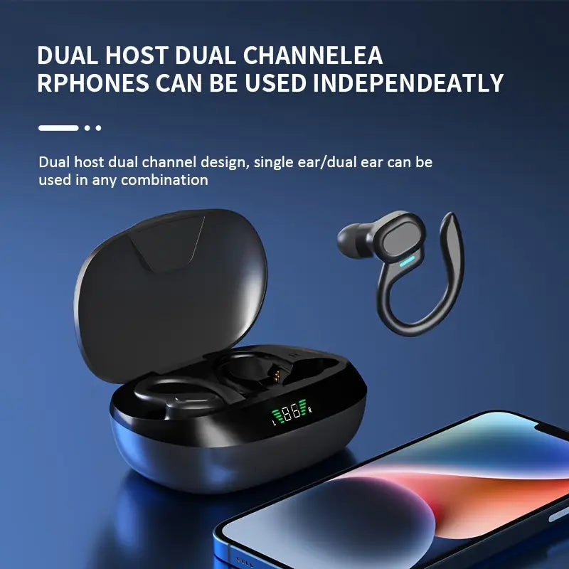 SP16 Wireless Earbuds Headphones with Microphone, Sports Earhook and LED Display Charging Case Headphones - DailySale