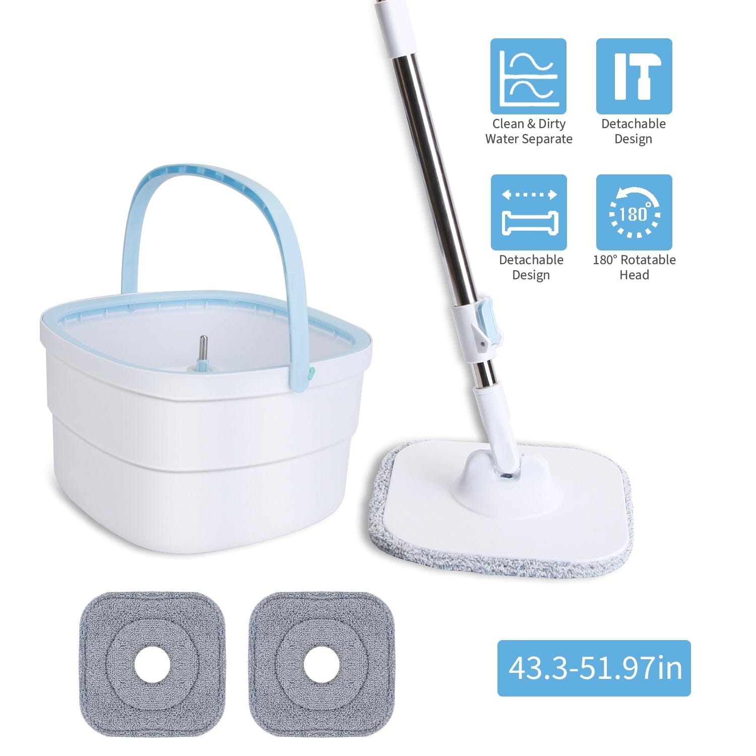 Spin Mop and Bucket with Wringer Set Household Appliances - DailySale