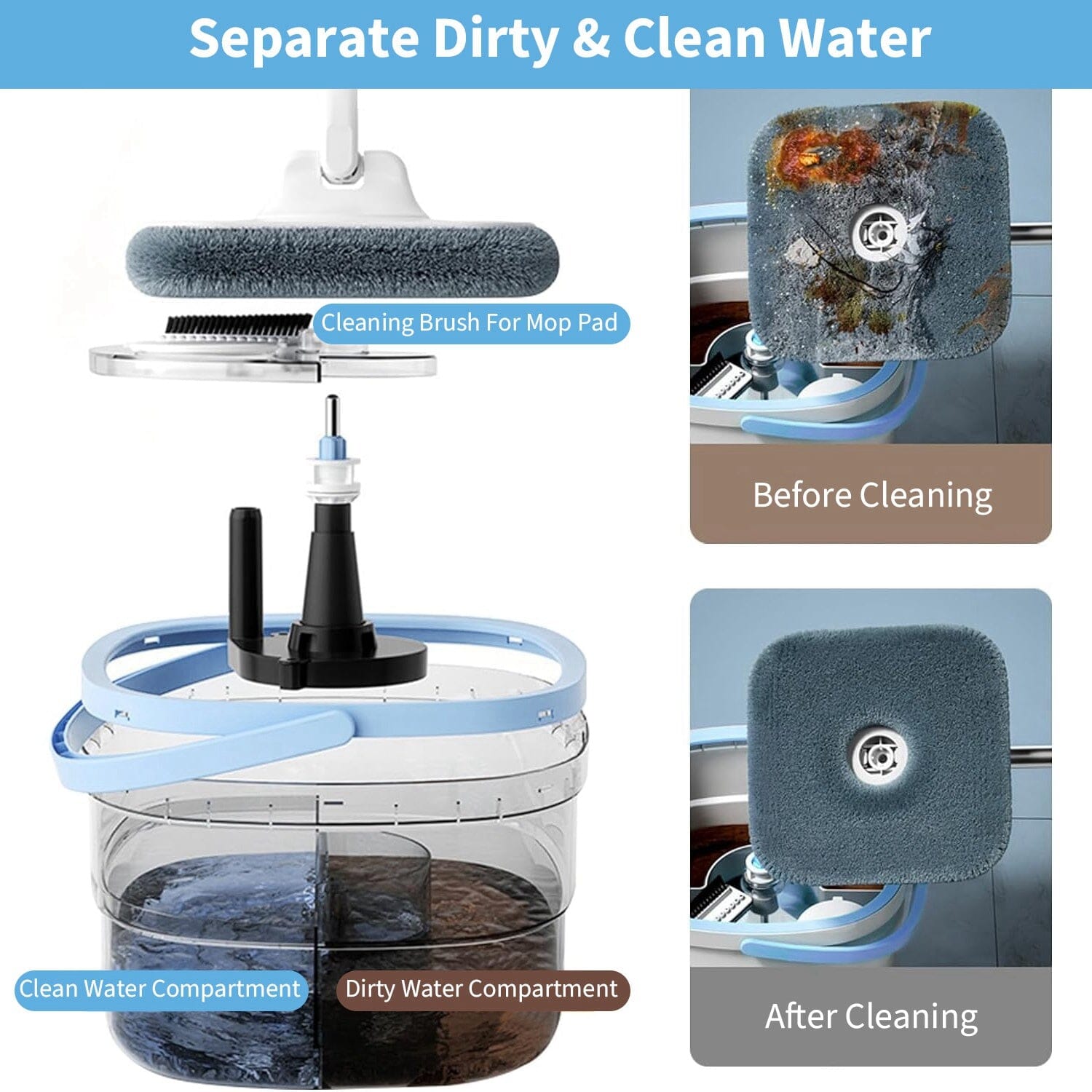 Spin Mop and Bucket with Wringer Set Household Appliances - DailySale