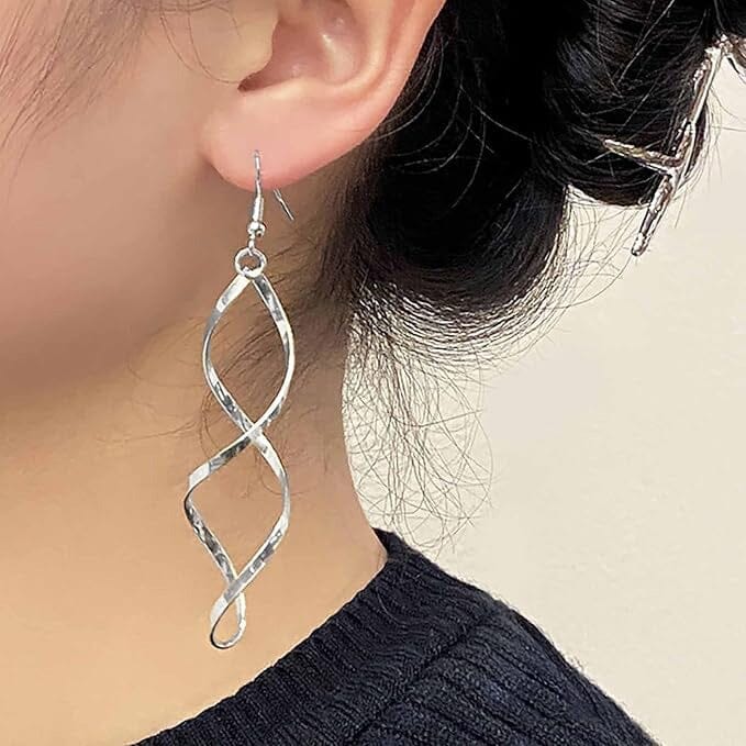 Spiral Design Dangle Earrings Earrings Silver - DailySale