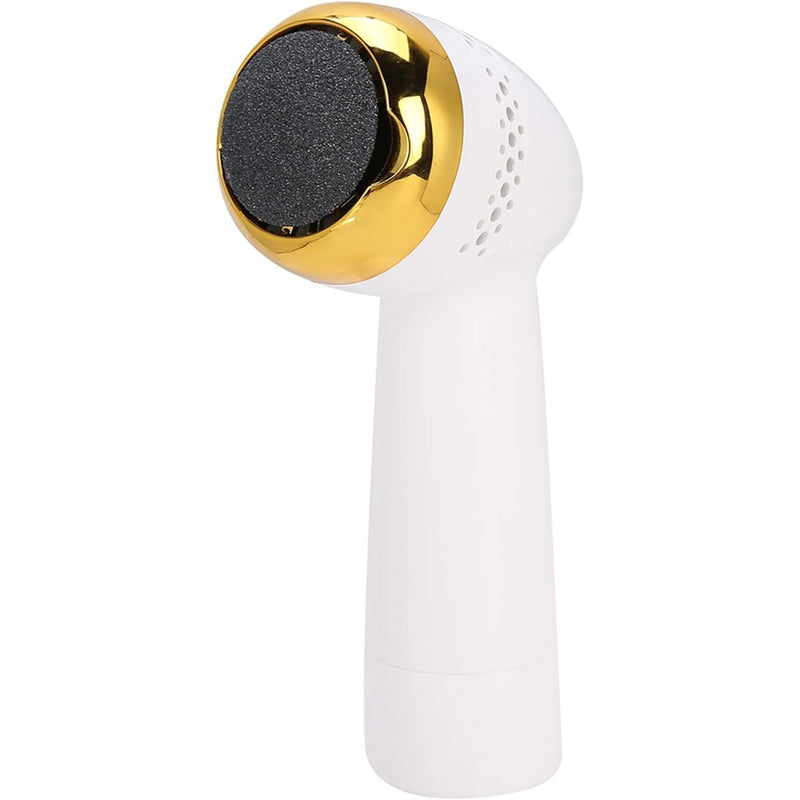 Rechargeable electric vacuum foot file in white and gold