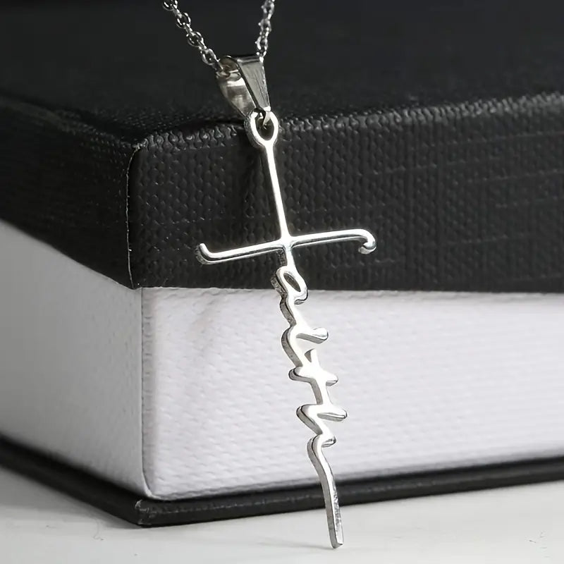 Stainless Steel Faith Word Church Prayer Religious Pendant Necklace Necklaces - DailySale