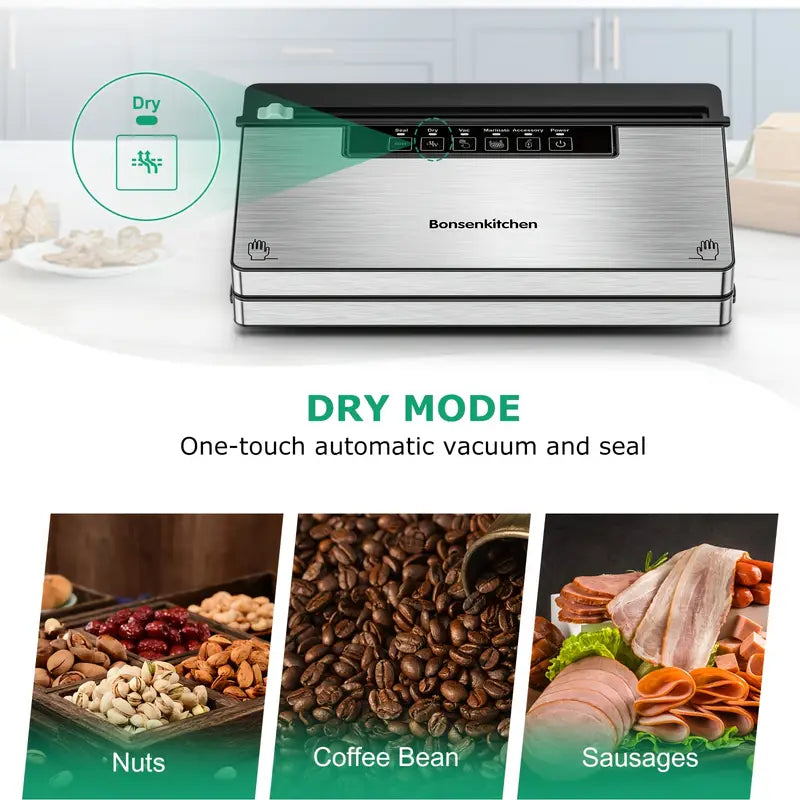 Stainless Steel Food Vacuum Sealer with Built-in Cutter Kitchen Appliances - DailySale