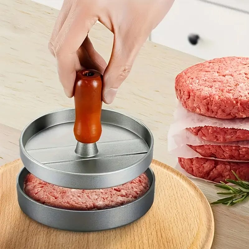 Stainless Steel Hamburger Patty Press with Wooden Handle Kitchen Tools & Gadgets - DailySale