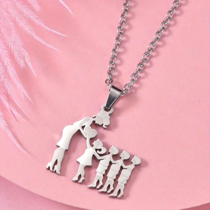 Stainless Steel Heartfelt Mother-Daughter-Son Necklace Necklaces 1 Girl 3 Boys - DailySale