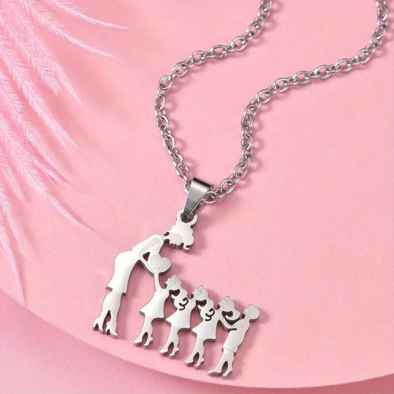 Stainless Steel Heartfelt Mother-Daughter-Son Necklace Necklaces 3 Girls 1 Boy - DailySale