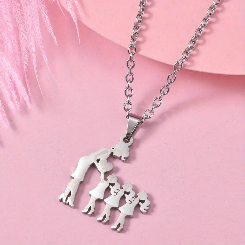 Stainless Steel Heartfelt Mother-Daughter-Son Necklace Necklaces 3 Girls - DailySale