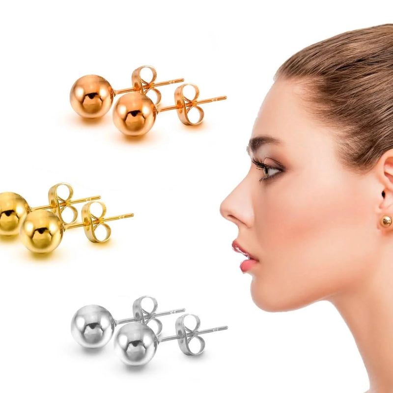 Stainless Steel Hypoallergenic Ball Shaped Stud Earrings Earrings - DailySale