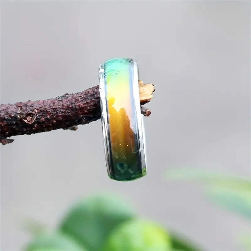 Stainless Steel Mood Ring Inlaid Thermal Discoloration Stone Rings - DailySale