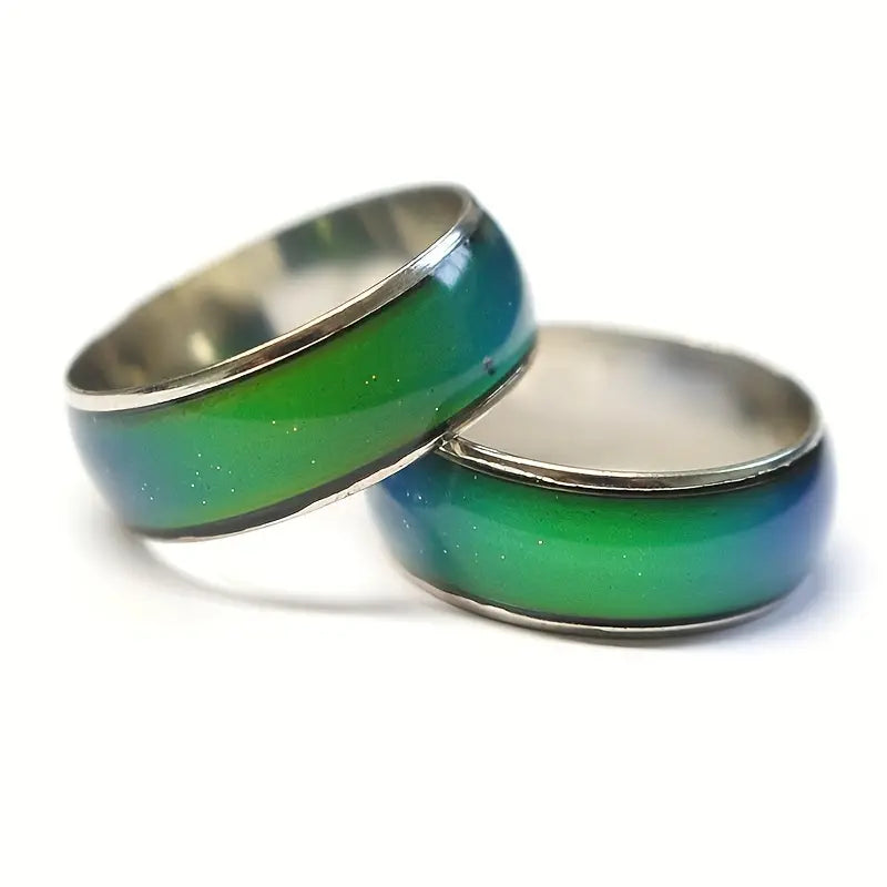 Stainless Steel Mood Ring Inlaid Thermal Discoloration Stone Rings - DailySale