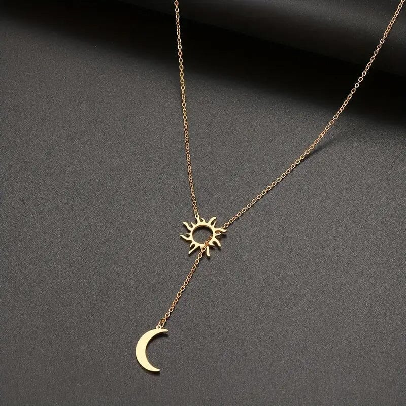 Stainless Steel Sun Totem and Moon Necklace Necklaces Gold - DailySale