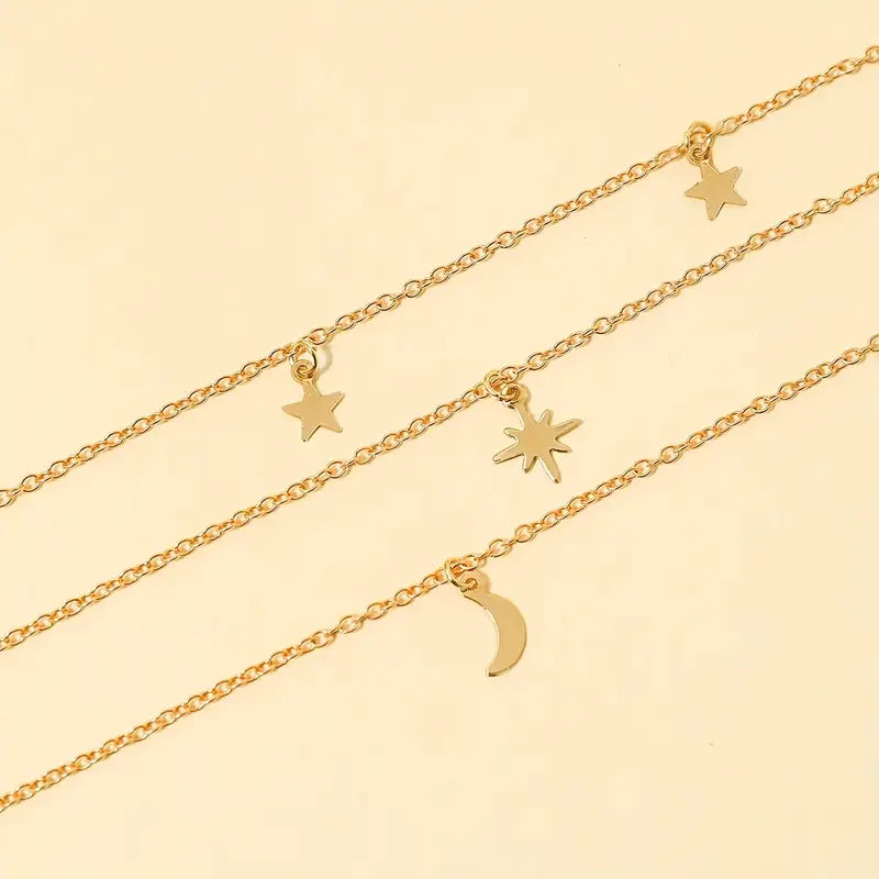 Star Moon Multi-layer Pendant Necklace Necklaces - DailySale