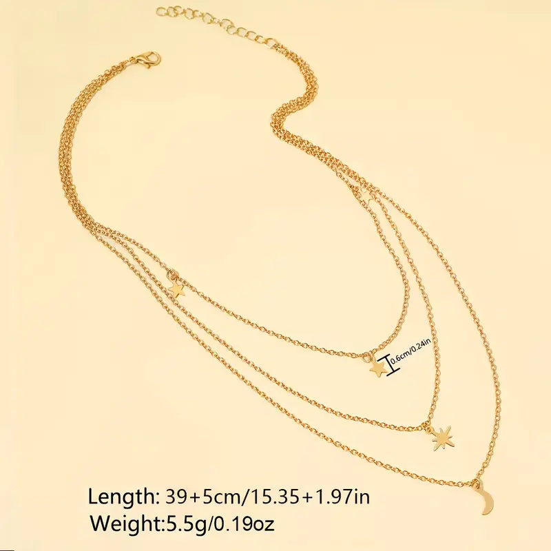 Star Moon Multi-layer Pendant Necklace Necklaces - DailySale