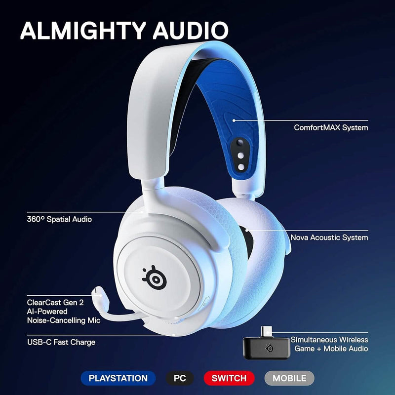 SteelSeries Arctis Nova 7P Wireless Multi-System Gaming & Mobile Headset Headphones - DailySale