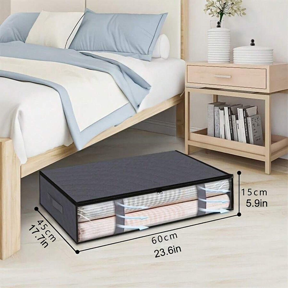 Size diagram: 68 cm long by 43 cm wide by 15 cm tall