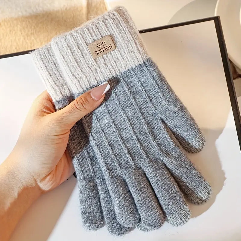 Stretch Knit Wool Full Finger Mittens Sports & Outdoors Gray - DailySale